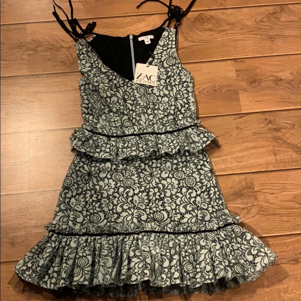 Zac Zac Posen NEW lace dress baby blue black 0